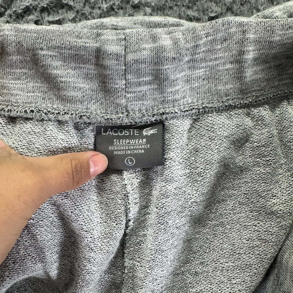 Lacoste Sleepwear Lounge Pants Mens Large Gray Cotton Blend Stretch Lose Taper - Image 3 of 4