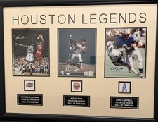 Olajuwon, Ryan, Campbell Autographed Houston Legends Framed Display - Authentic