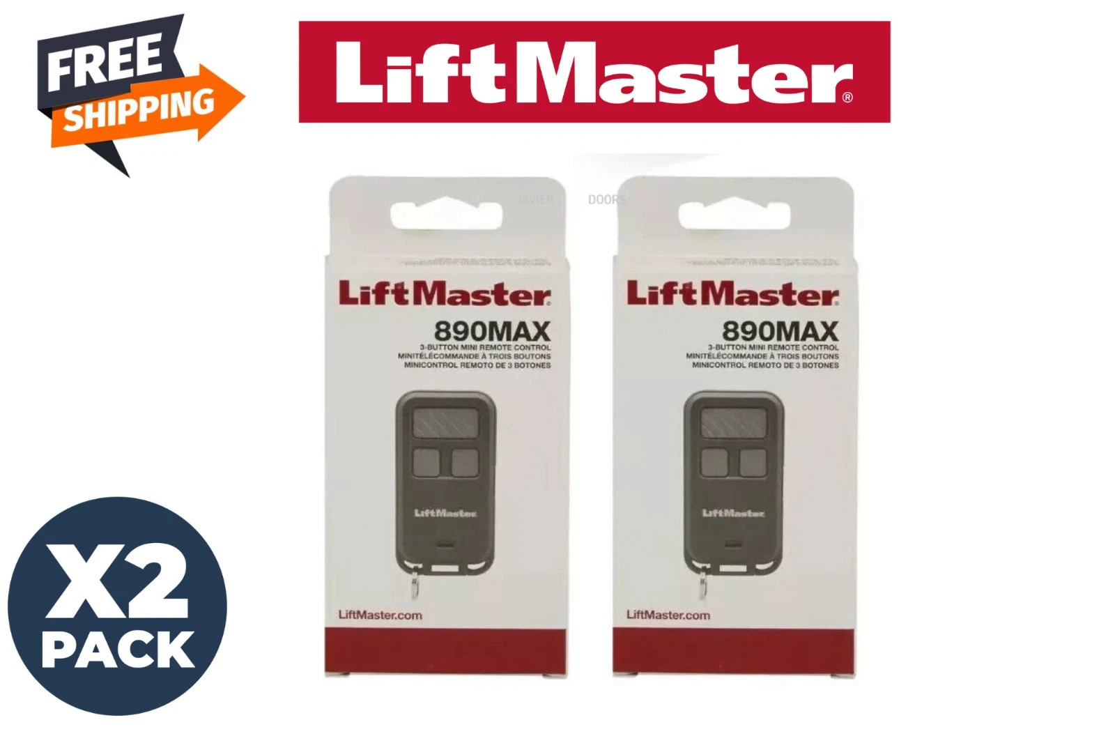 2 Pack Liftmaster 890MAX Universal Remote - Compatible with 371LM, 971LM