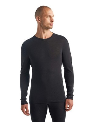 Icebreaker Mens 175 Everyday Long Sleeve Crew Shirt - Black - Large