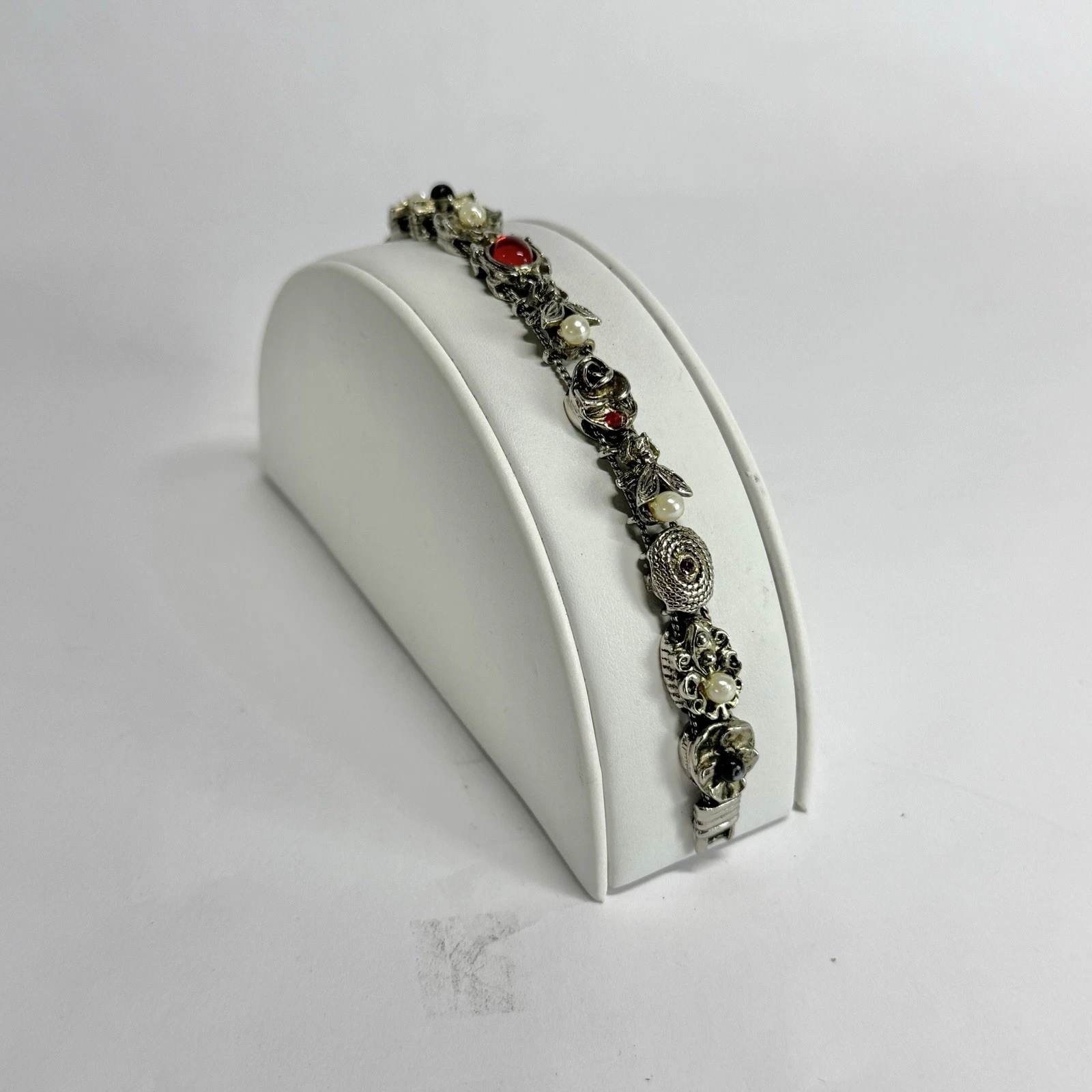 Elegant Sliding Charm Faux Pearl Rhinestone Vintage Bracelet Jewelry Br212