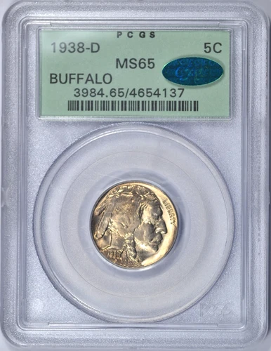 1938-D BUFFALO NICKEL PCGS MS65 CAC OGH NICE COIN