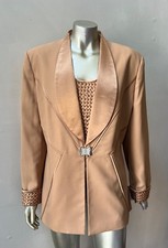 Crepe Blazer Formal Wedding party Shawl Lapel Jacket Rhinestone Brooch 12