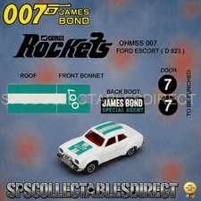 James Bond 007 Corgi Rockets O.H.M.S.S Ford Escort Peel-Off Stickers FREE P+P