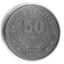 1997 Nicaragua 50 Centavos World Coin - KM# 88 (d)
