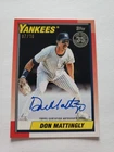 2025 Topps Update Series DON MATTINGLY 1990 TOPPS BASEBALL AUTOGRAPH BLACK 07/10