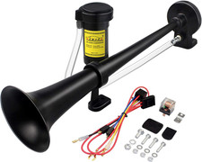12V 150DB Car Air Horns, 18 Inches Chrome Zinc Single Trumpet Truck Air Horn wit