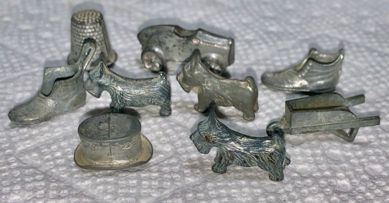 Old Vintage Monopoly Game Pieces Metal Tokens Lot of 9 Pieces