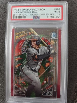 2024 BOWMAN MEGA CHROME POWER-UP JACKSON HOLLIDAY RED REFRACTOR 1/5 POP 1 PSA 9