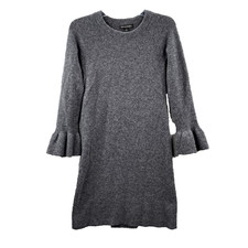 Banana Republic Sweater Dress Women's XS Gray Ruffle Cuff Warm Cozy Minimalist