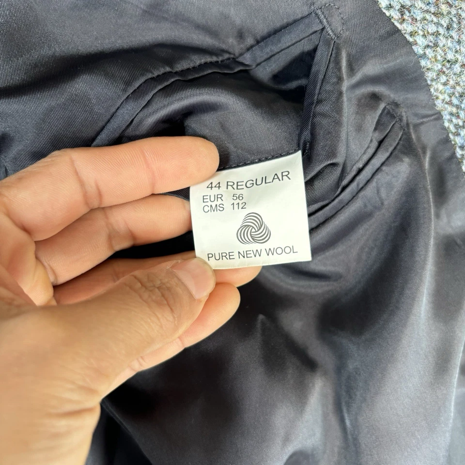 Винтажный мужской блейзер Harris Tweed из 100% шотландской шерсти ручной работы в елочку ~ размер 44R - Изображение 4 из 4