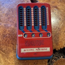 Vintage Wolverine Adding Machine Tin Made in USA Red Blue 1940's, Rare Works