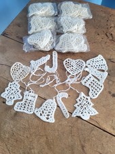 Handmade White/Off White Crocheted Christmas Ornaments 3672HOMT 7 Sets