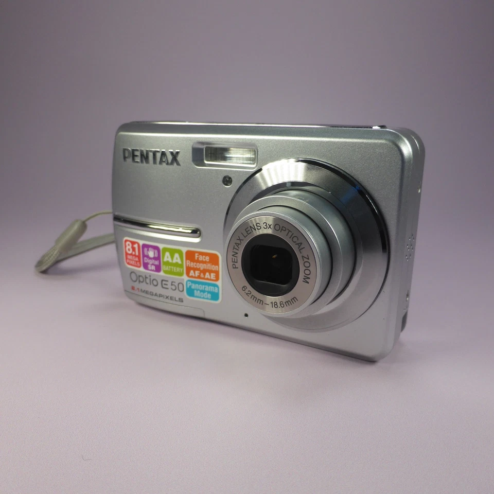 Pentax Optio E50 8.1MP Compact Digital Camera Silver Tested - Image 2 of 4