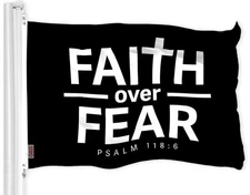 G128 Faith over Fear Flag 3x5 Ft LiteWeave Pro Series Printed 150D Polyester