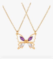 Butterfly Necklace for Women Elegant Amethyst February Birthstone