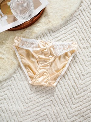 Women Pure Color Lace Briefs Knickers Daily Underwear Sexy Silky Comfy Underwear