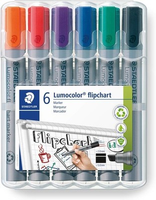 STAEDTLER Flipchart Marker Lumocolor Keilspitze nachfüllbar Qualität 6 Farben