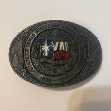 State of Texas Sesquicentennial Celebration Brass Belt Buckle 1836-1986 USA Made