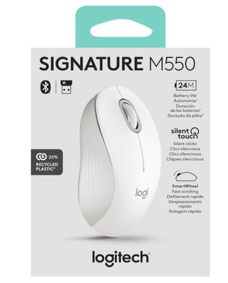 Logitech Signature M550 Wireless Mouse Off White Silent Bluetooth USB 910-006592