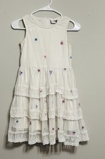Rare Editions Girls Dress Size 12 Cream Tulle Tiered Lace Cottagecore Whimsical