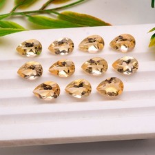 VVS 11 Pcs Natural Citrine 10mmx7mm Pear Faceted Cut Untreated Loose Gemstones