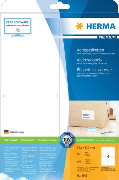 1 Bis 20X Herma Universal-Etiketten Premium, 99,1 X 139 Mm, Weiß Bis 27% Rabatt-image