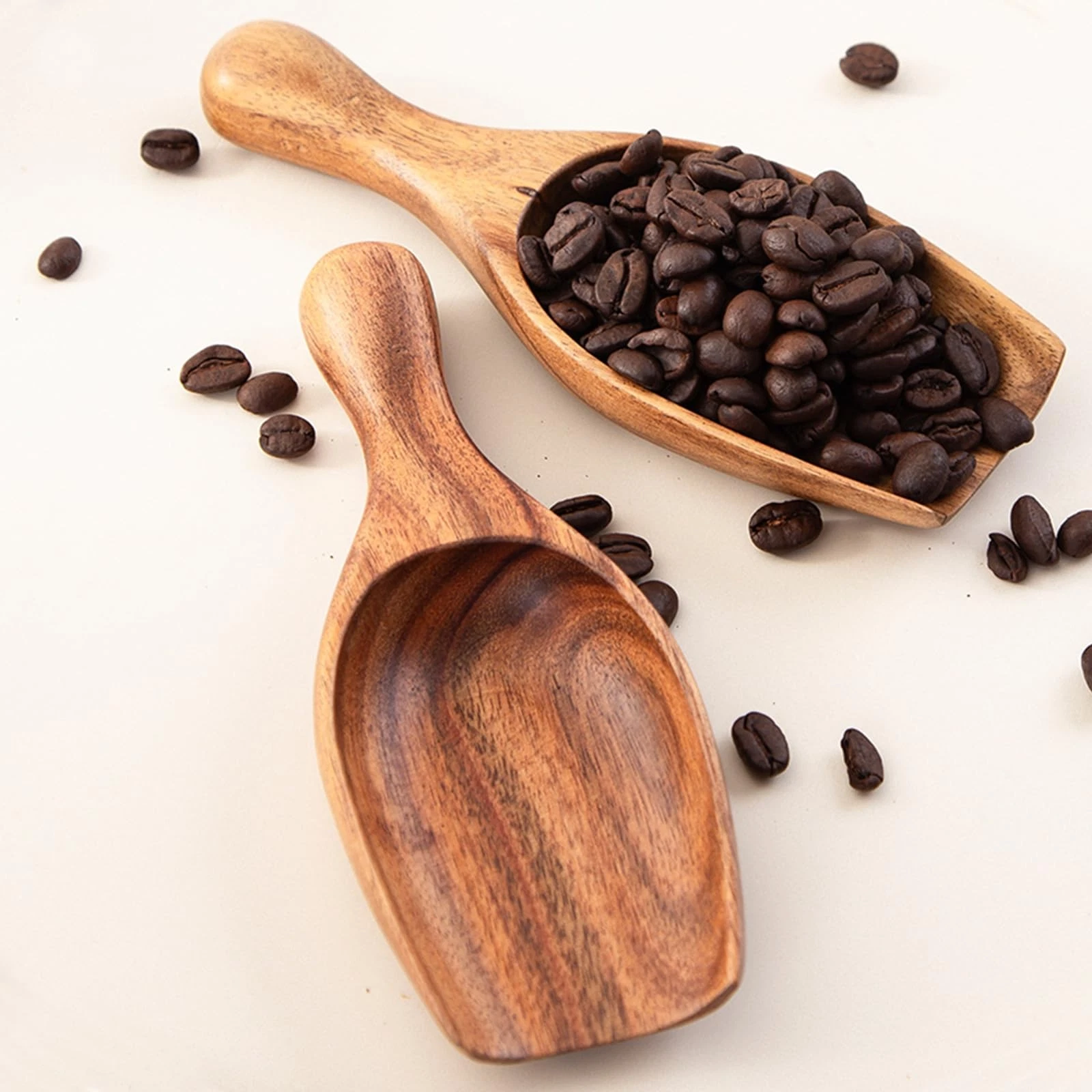 Big Wooden Scoop Shovel, 2PCS Large Coffee Scoops for Ground coffee, Acacia W...