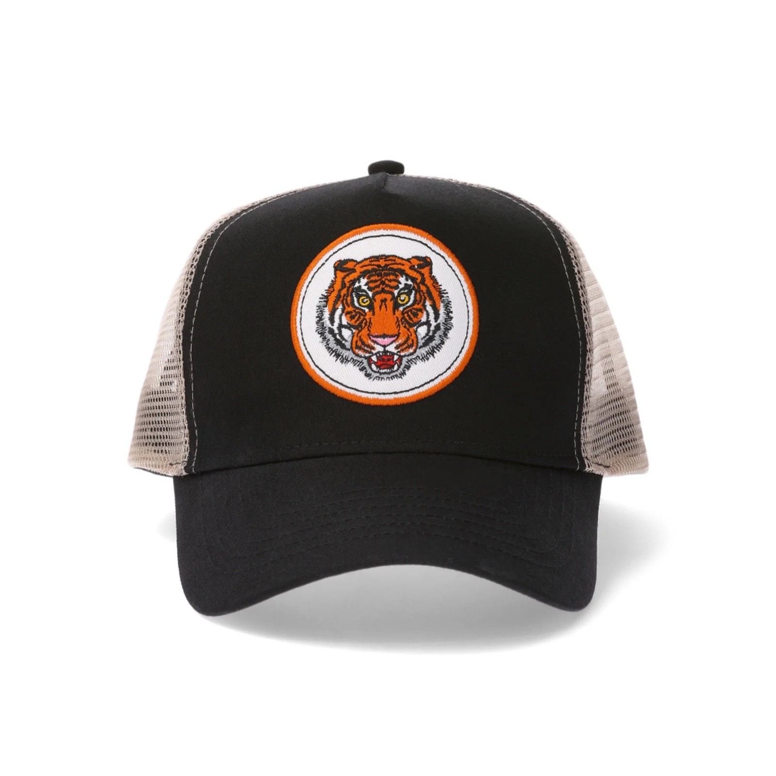 NEW Tiger Head Patch Snapback Trucker Hat Black Tan Big CAT Outdoors Adult NWT