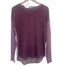 Smartwool Women's Colorblock Tunic Length Sweater L Mulberry/Tan NWT $95