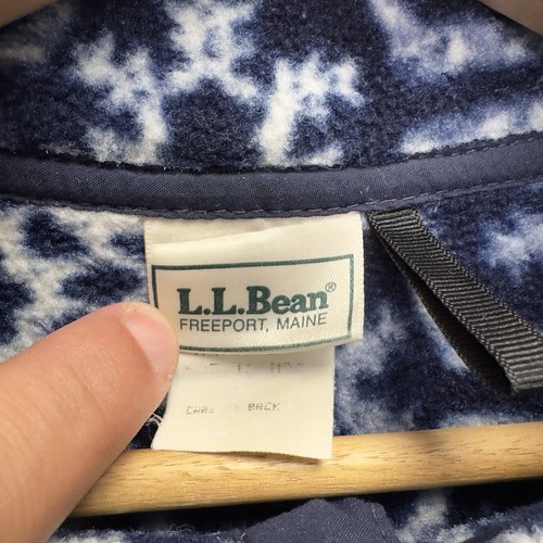 LL Bean Vtg Men's XLT Tall Snap Fleece Blue Aztec Snowflake Pullover Jacket USA - Picture 3 of 6