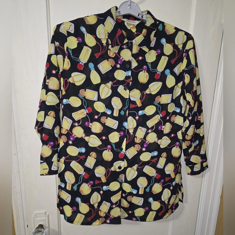 Botella de perfume Bechamel multicolor botón frontal ligeramente transparente estampado superior grande Foto 4 de 4