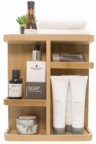 360° Bamboo Makeup Organizer, Multi-Function Storage Carousel for Cosmetics - 第 8/8 張圖片