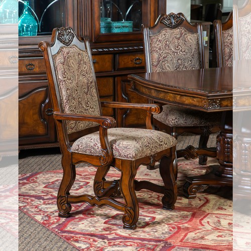 SALE Extendable 72"-108" Formal Dining Table & Chairs Set Cherry Brown - Picture 5 of 7