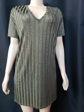 Zara Collection Tank Dress Ribbed Striped Green Women's Size M Green #CB7