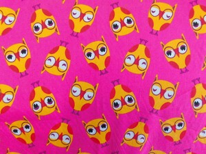 Stoff Baumwolle Kinderstoff Eulen Eule pink orange Meterware 0,30lfm
