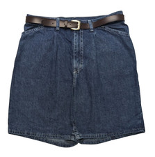 Vintage 90s Jean Shorts Chic High Rise Wide Leg Pleated 16 32x7 Denim Belt NWT