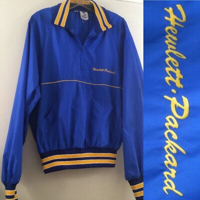 Vtg JACKET HEWLETT-PACKARD Pull Over Computer Tech Wind Breaker Nylon 70-80s Med