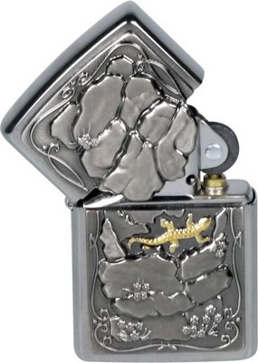 Zippo Original lighter Regular/Brushed Chrome Lizard Trick 2 