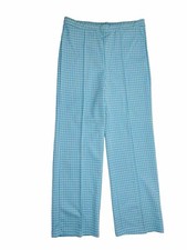 Vintag 70s Womens 16 Large Gingham Plaid Knit High Rise Wide Leg Pants USA Prep