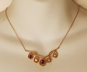 Authentic Vintage Signed PAJ BB Multi Stone Gold Plated Necklace 19"
