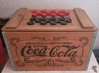 VINTAGE '90's COCA COLA WOOD CRATE STORAGE CHEST CHECKER BOARD TOP w/ CHECKERS