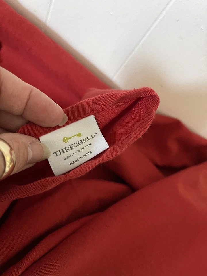 Threshold Red Round Table Cloth 68 In Cotton Poly Blend - Image 2 of 4