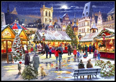 Christmas Market - Chart Counted Cross Stitch Patterns Needlework DIY 14 ct DMC 