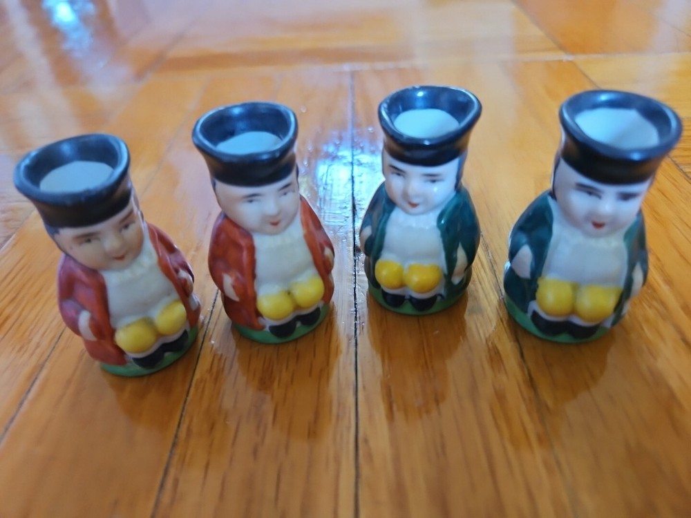 Lot of 4 Miniature Toby Jugs Mugs Pitchers 2 Inch Japan