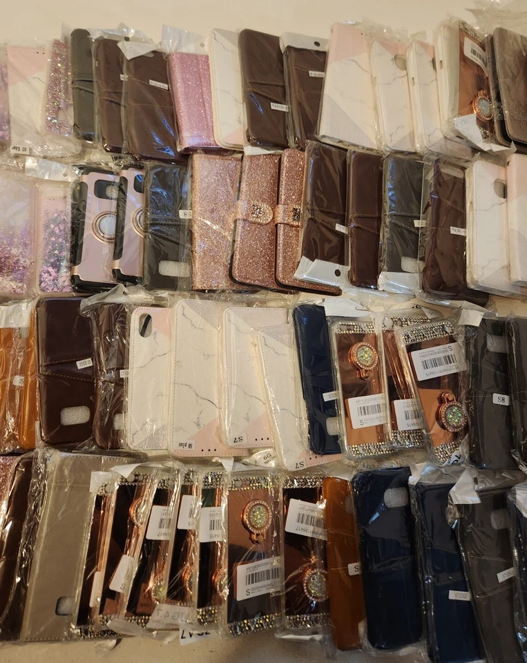 Lote al por mayor a granel de 100 fundas y billeteras mixtas para teléfonos celulares Foto 3 de 4