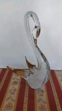 Grande Cigno Vetro Di Murano E Rivestimento In Oro Zecchino Modernariato Anni 80
