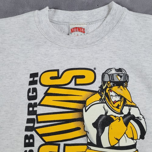 Vintage Pittsburg Penguins Swestshirt Mens Medium Crewneck 1994 Robo Nutmeg Gray - Picture 4 of 16
