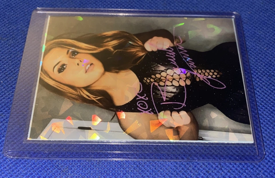 Tarjeta coleccionable de lucha libre holográfica hecha a mano Brandi Lauren personalizada WWE TNA Divas Foto 3 de 4