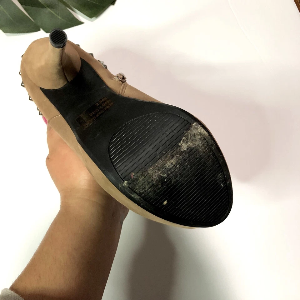 Botines de gamuza tostada con tachuelas - para mujer talla 8 tacón alto Foto 3 de 4